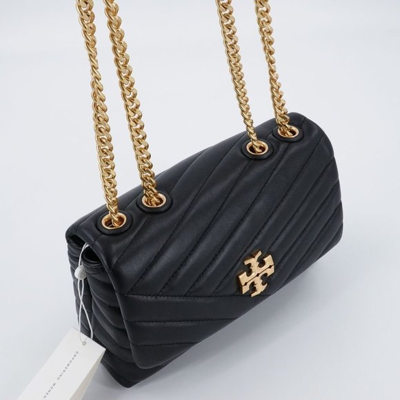 Tory Burch Kira Chevron Convertible Leather Small Crossbody Bag Black - no tags - Picture 3 of 10